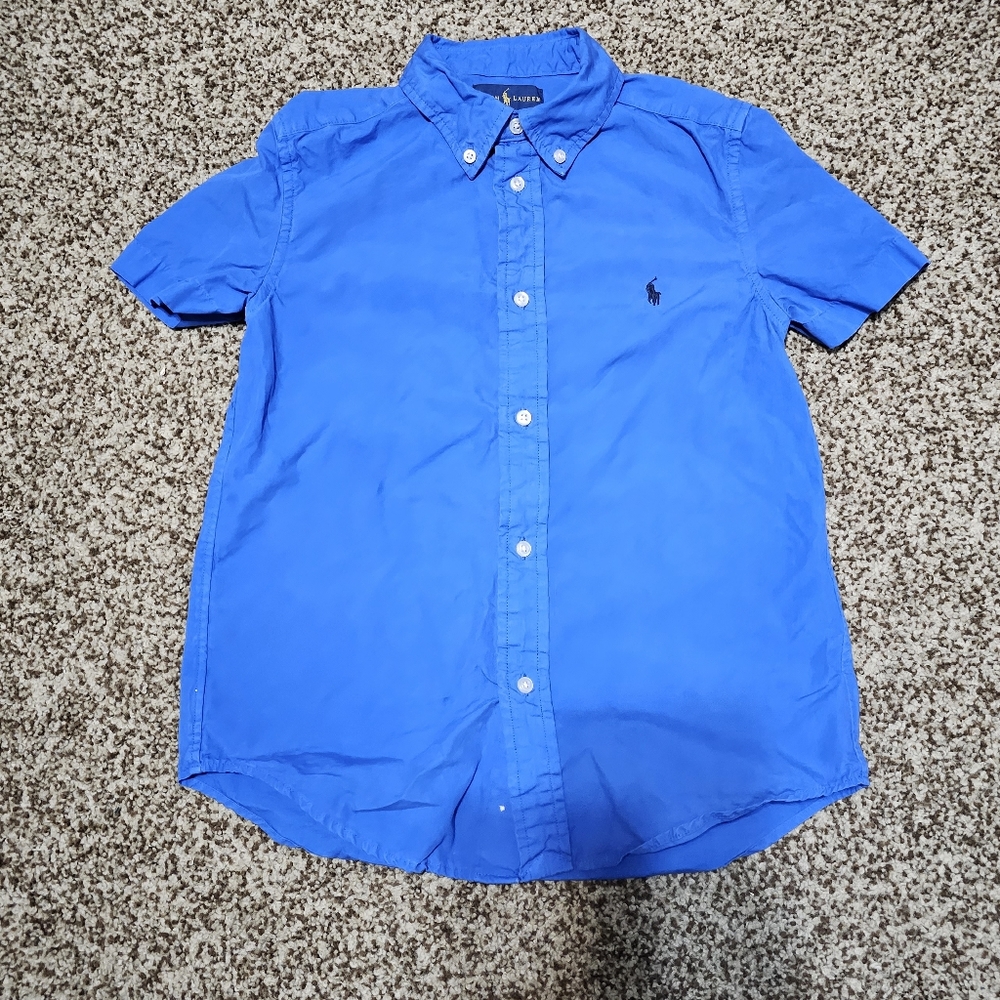 Polo Boys Button Down Shirt | Blue | Size 7|